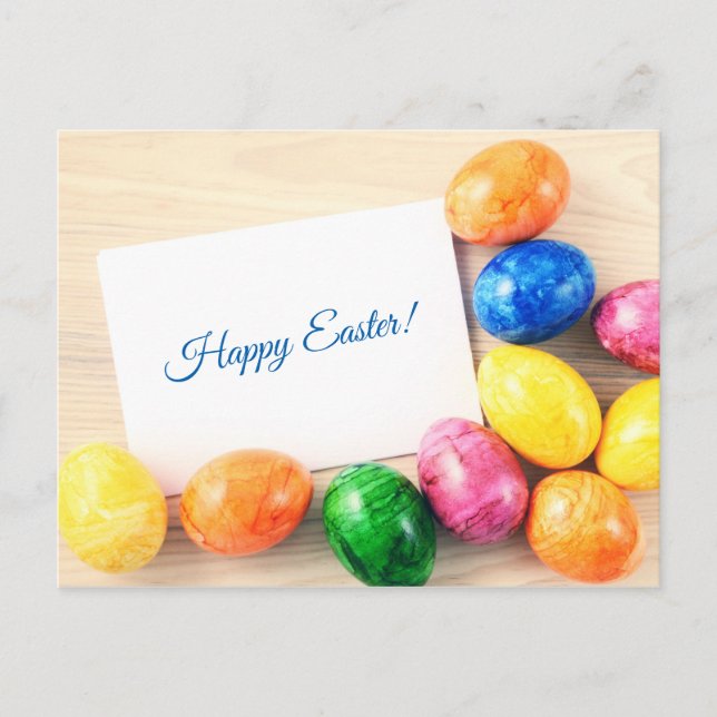 Happy Easter! Postkarte zu Ostern mit Ostereier Holiday Postcard (Front)