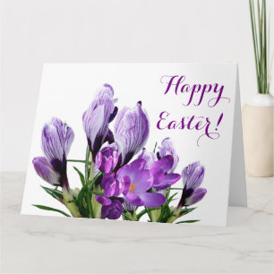 Happy Easter pretty purple crocus flowers floral Card