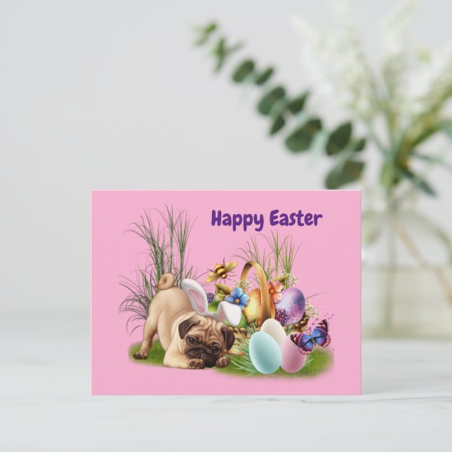 Happy Easter Pub dog postcard (Standing Front)