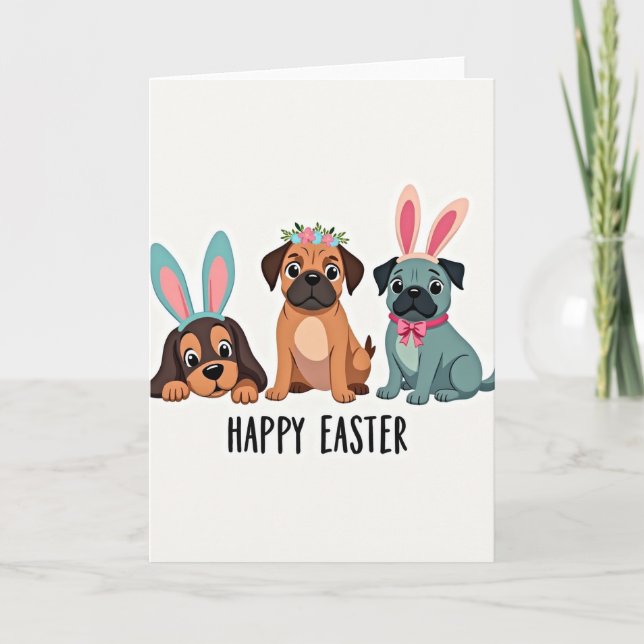 Happy Easter Puppy Friends Card (Front)