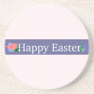 Happy Easter Purple Banner Coaster