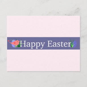 Happy Easter Purple Banner Holiday Postcard
