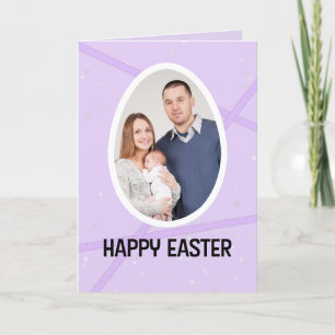 Happy Easter Purple Egg Frame Your Custom Photo Holiday Card