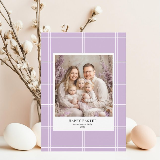 "Happy Easter Purple Family Photo  Invitation (Creator Uploaded)