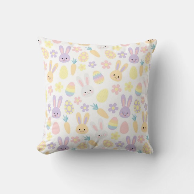 Happy Easter Purple Rabbit Cushion (Front)