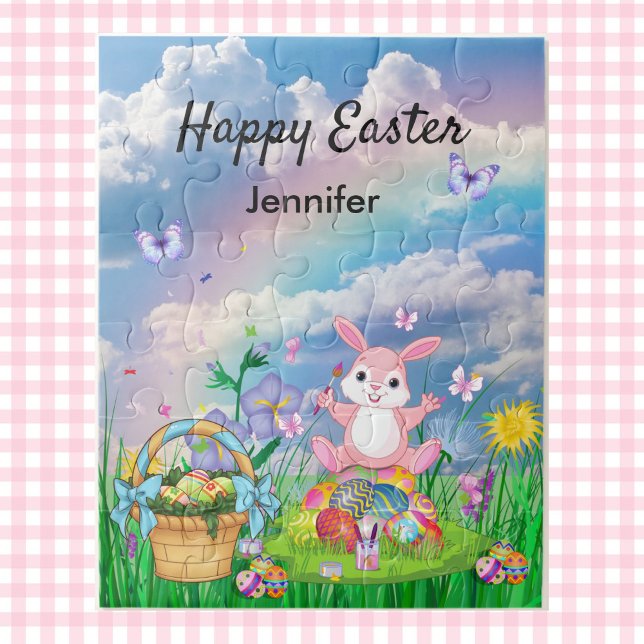 Happy Easter Puzzle with Child's NAME Bunny (Creator Uploaded)