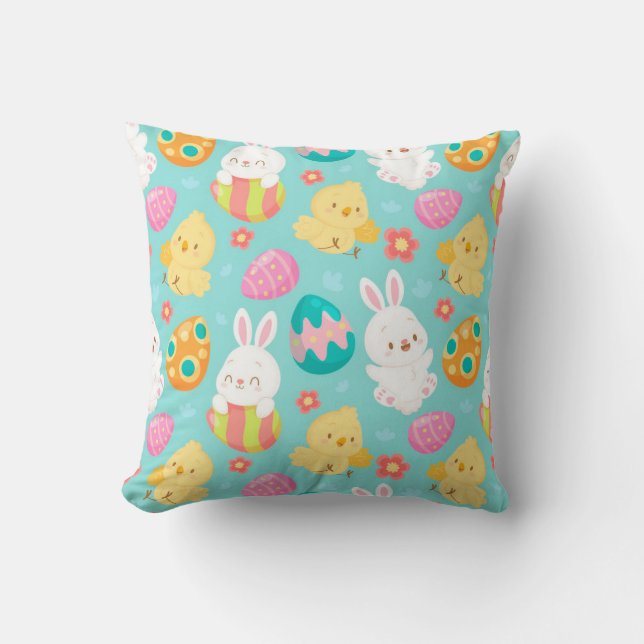 Happy Easter Rabbit And Chicken Cushion (Front)