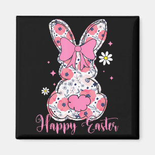 Happy Easter Rabbit Coquette Bow Bunny Women Girl Magnet