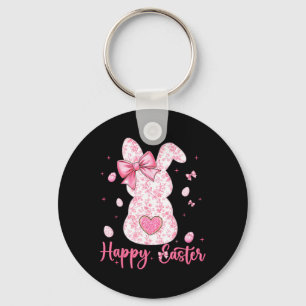 Happy Easter Rabbit Coquette Bunny Floral Women Gi Key Ring
