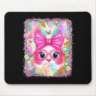 Happy easter rabbit cute bunny face blowing bubble mouse pad