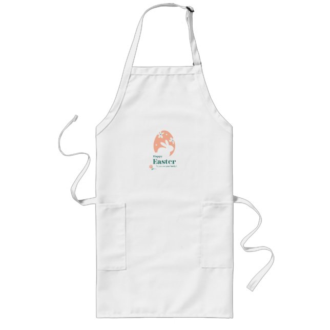 Happy Easter – Rabbit & Egg Floral Design Long Apron (Front)