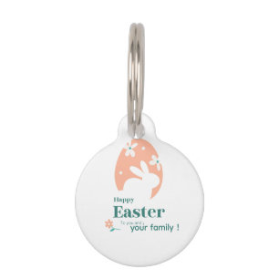 Happy Easter – Rabbit & Egg Floral Design Pet Tag