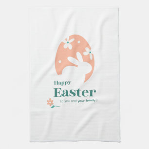 Happy Easter – Rabbit & Egg Floral Design Tea Towel