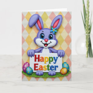 Happy Easter Rabbit Fabric Card