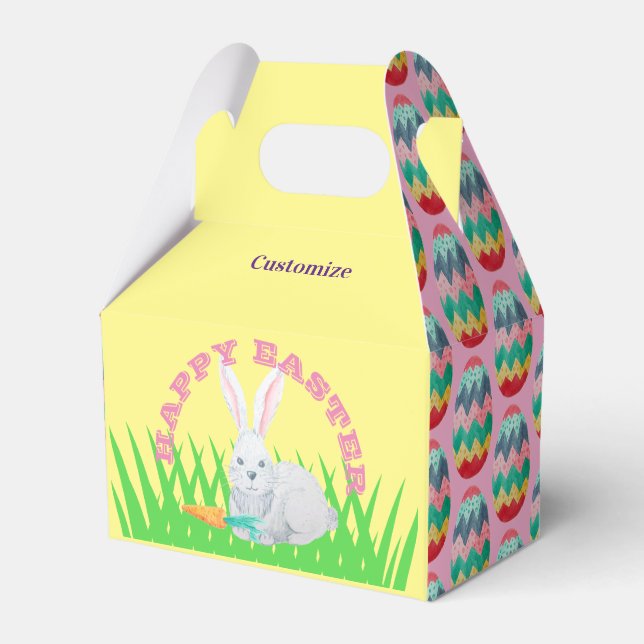 Happy Easter Rabbit Favour Box (Front Side)