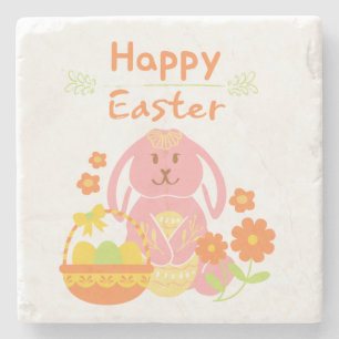 Happy Easter rabbit Stone Coaster