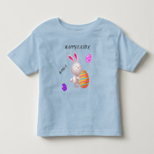 Happy Easter rabbit & striped egg toddler t-shirt. T-Shirt