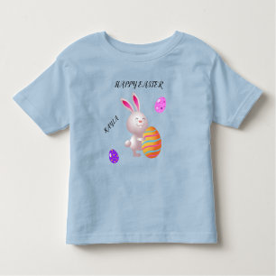 Happy Easter rabbit & striped egg toddler t-shirt. Toddler T-Shirt