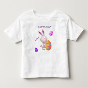 Happy Easter rabbit & striped egg toddler t-shirt. Toddler T-Shirt