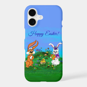 Happy Easter! Rabbit with Bunny and Chick