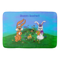 Happy Easter! Rabbit with Bunny and Chick