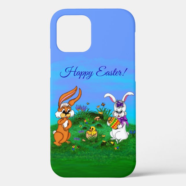 Happy Easter! Rabbit with Bunny and Chick Case-Mate iPhone Case (Back)