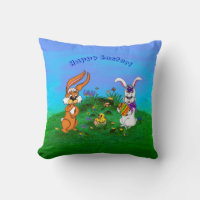 Happy Easter! Rabbit with Bunny and Chick