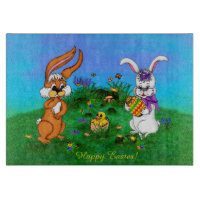 Happy Easter! Rabbit with Bunny and Chick
