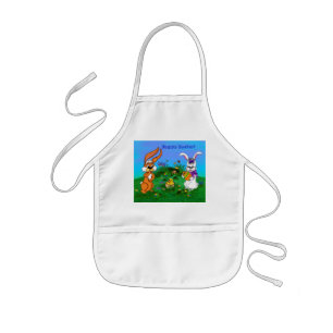 Happy Easter! Rabbit with Bunny and Chick Kids Apron