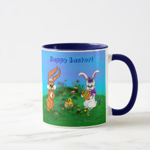 Happy Easter! Rabbit with Bunny and Chick Mug