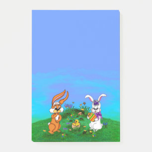 Happy Easter! Rabbit with Bunny and Chick Post-it Notes