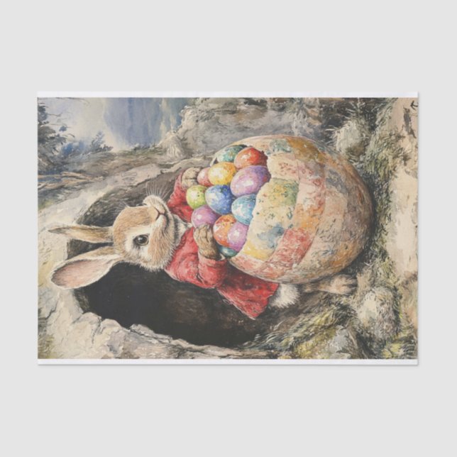 Happy Easter Rabbit with Colourful Eggs Tissue Paper (Front)