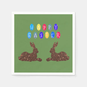 Happy Easter, Rabbits Cocktail Paper Napkins