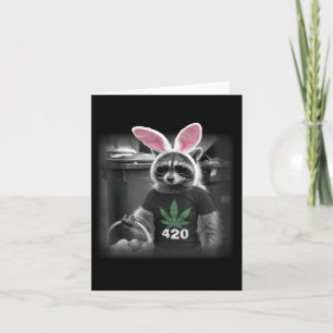 Happy Easter Racoon Bunny Weed  Card