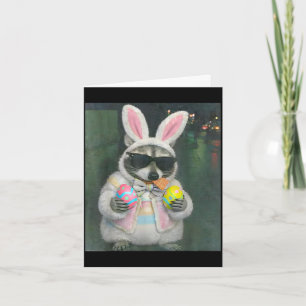 Happy easter racoon egg basket funny easter men card