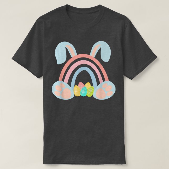 Happy Easter Rainbow Bunny Egg Easter Day Cute  T-Shirt (Design Front)