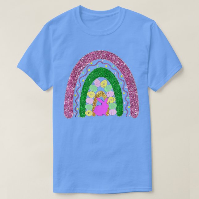 Happy Easter Rainbow Bunny Leopard Rainbow Easter  T-Shirt (Design Front)