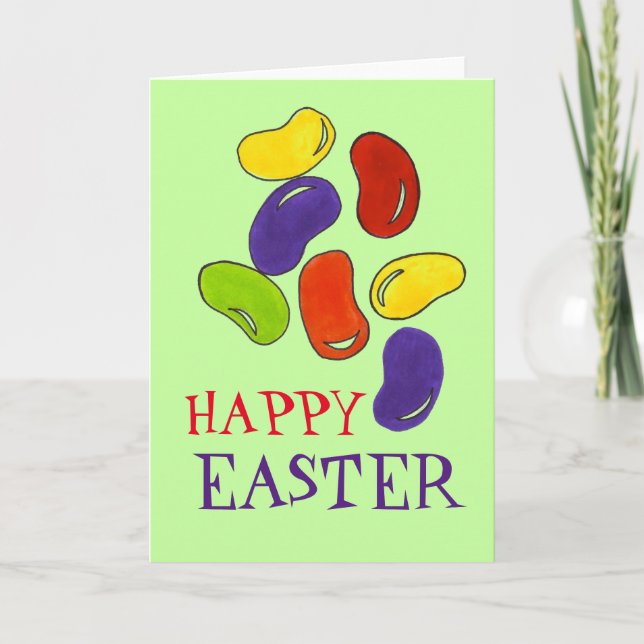 Happy Easter Rainbow Jelly Bean Candy Holiday Card (Front)