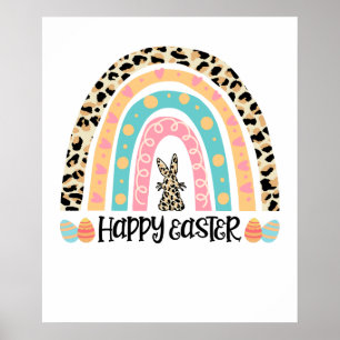 happy easter rainbow, retro, vintage poster