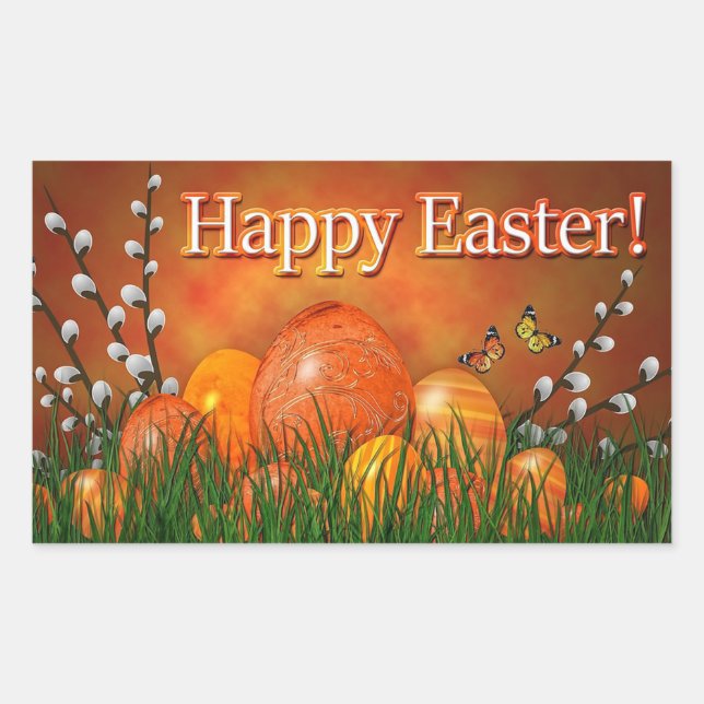 Happy Easter Rectangular Sticker (Front)