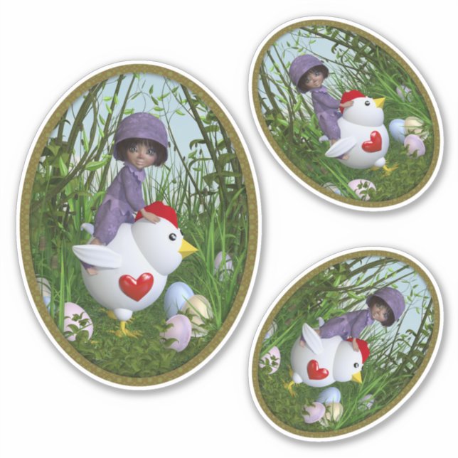 Happy Easter - Riding on the hen (Front)