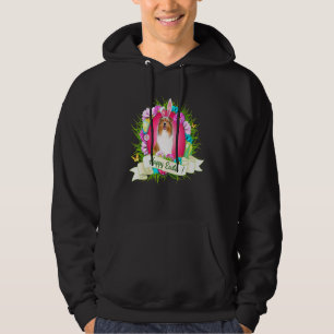 Happy Easter Rough Collie Wearing Bunny Ear Eggs C Hoodie