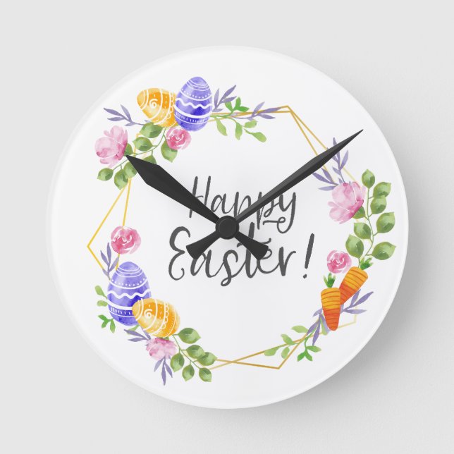 Happy Easter Round Clock (Front)