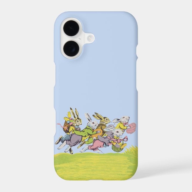 Happy Easter Running Pastel Rabbits (Back)