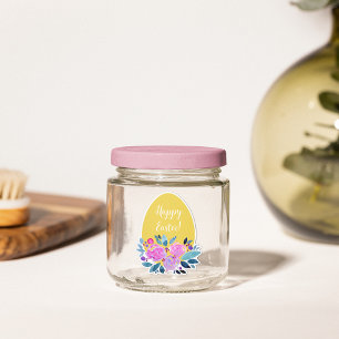 Happy Easter rustic plaid floral orange egg