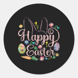 Happy Easter Sayings Egg Bunny 5 Classic Round Sticker