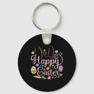 Happy Easter Sayings Egg Bunny 5 Key Ring