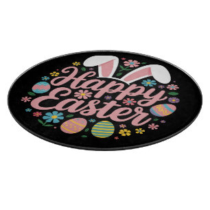 Happy Easter Sayings Egg Bunny Cutting Board