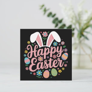Happy Easter Sayings Egg Bunny Holiday Card