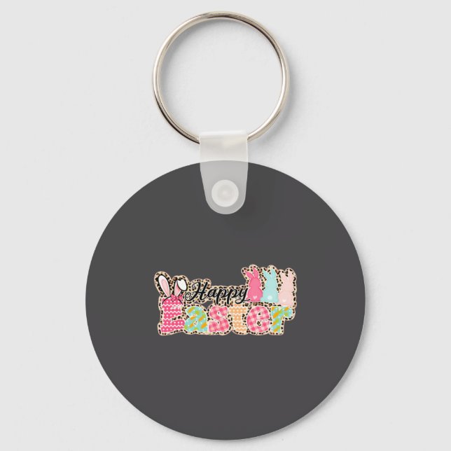 Happy Easter Sayings Egg Bunny  Key Ring (Front)